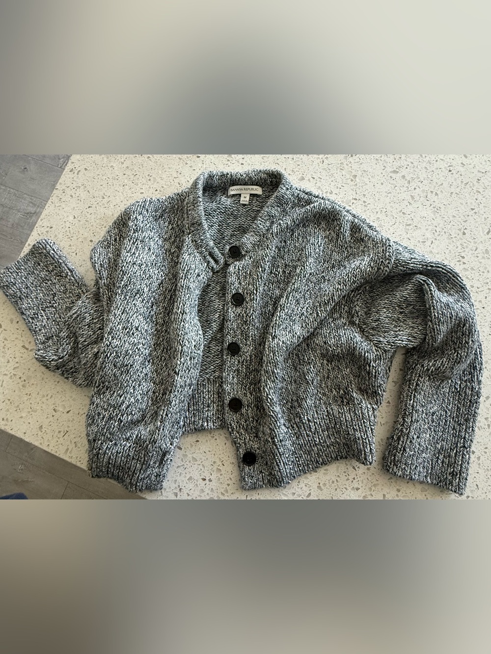 Banana Republic Marled Gray Button-Up Knit Cardigan